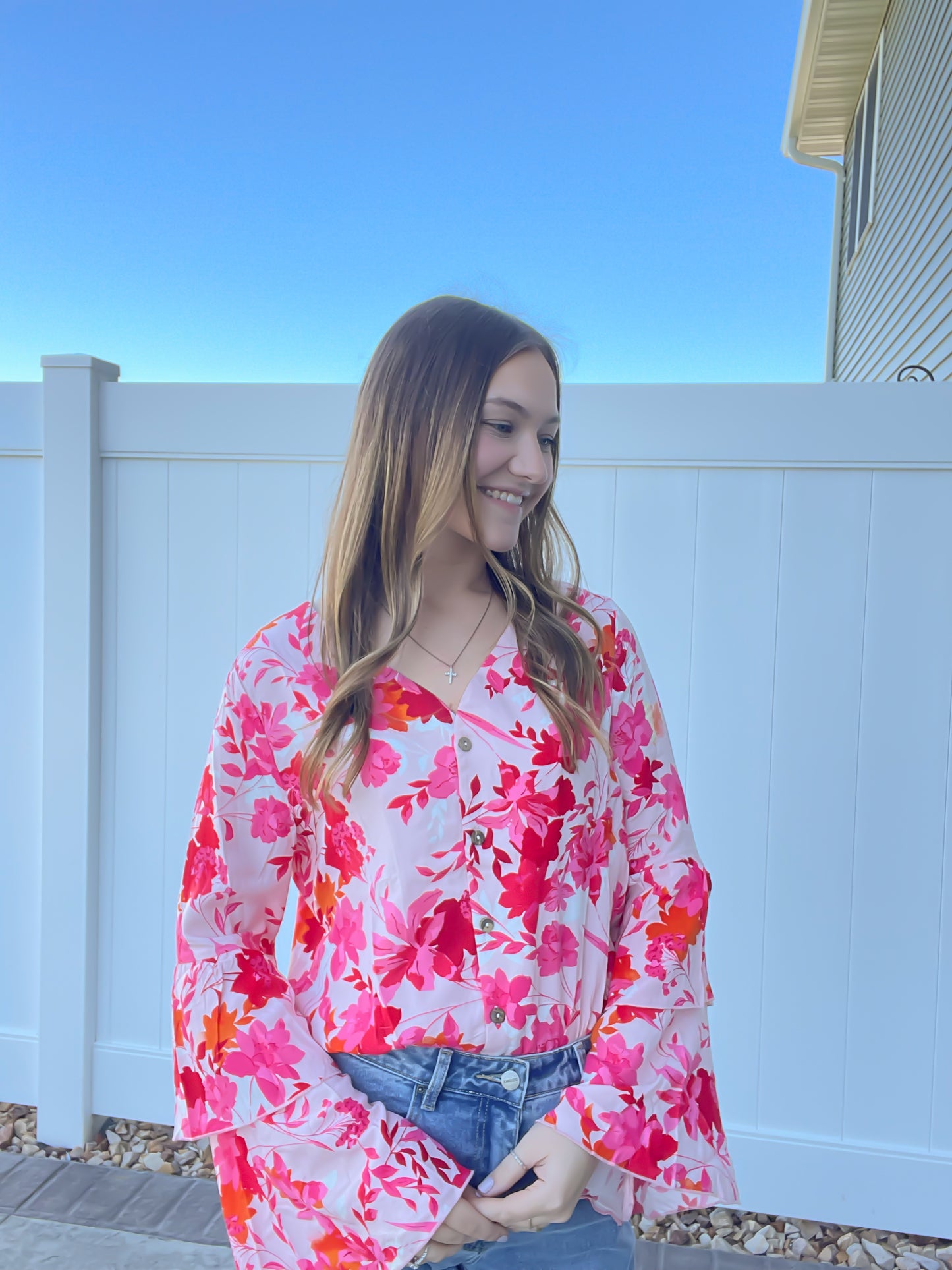 Palmer Floral Bell Sleeve Bodysuit