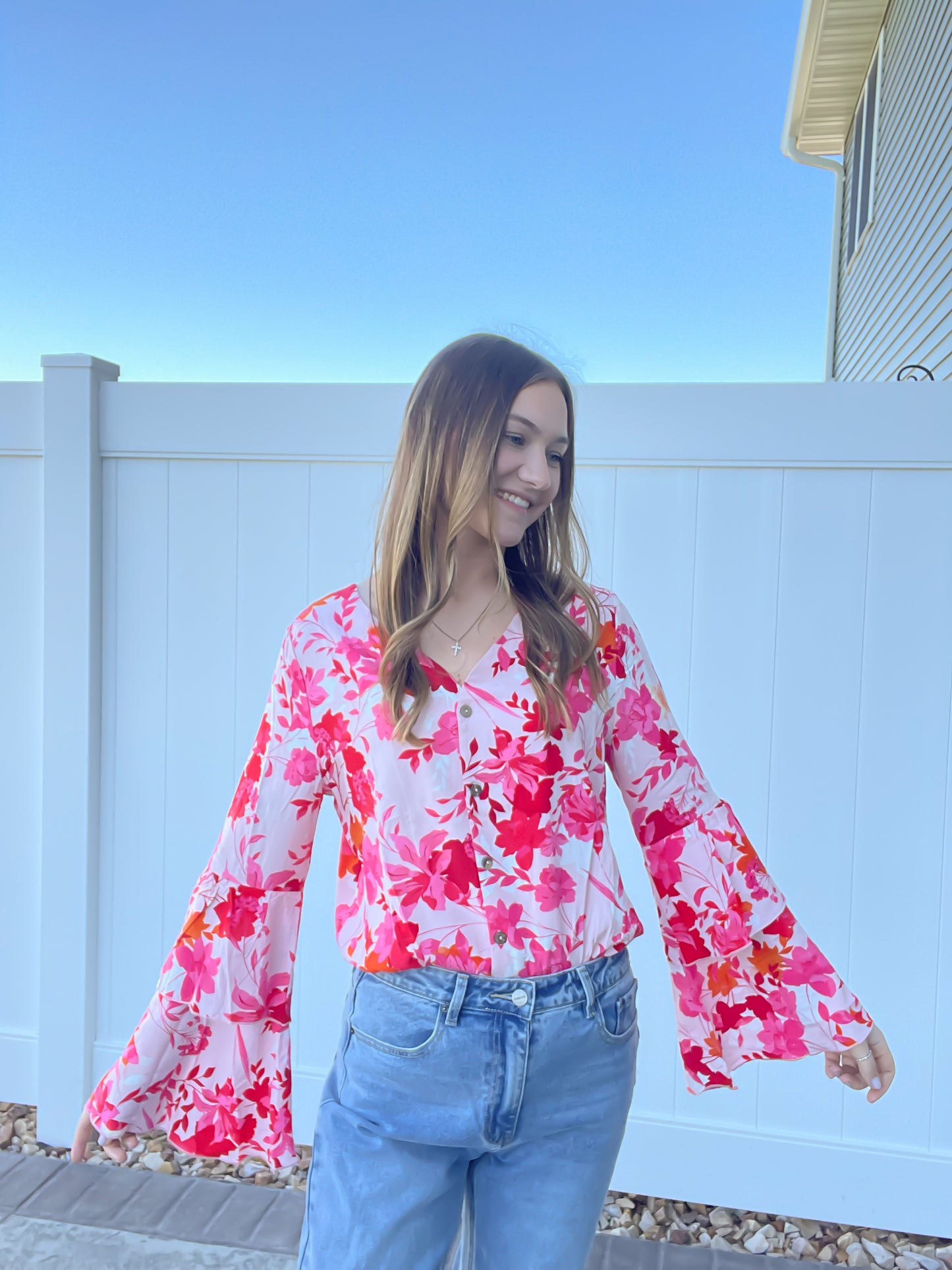 Palmer Floral Bell Sleeve Bodysuit