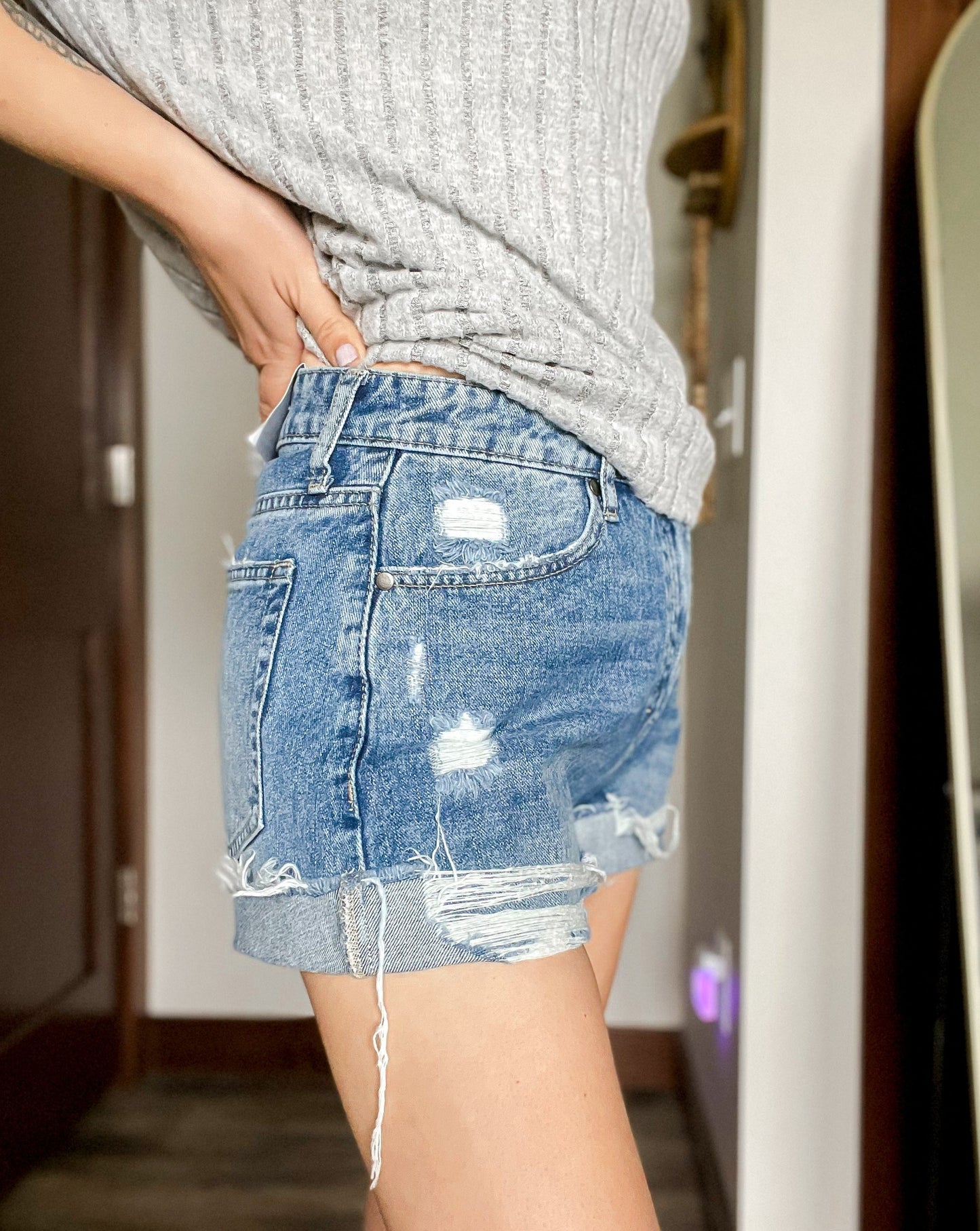 Carly High Rise Denim Shorts