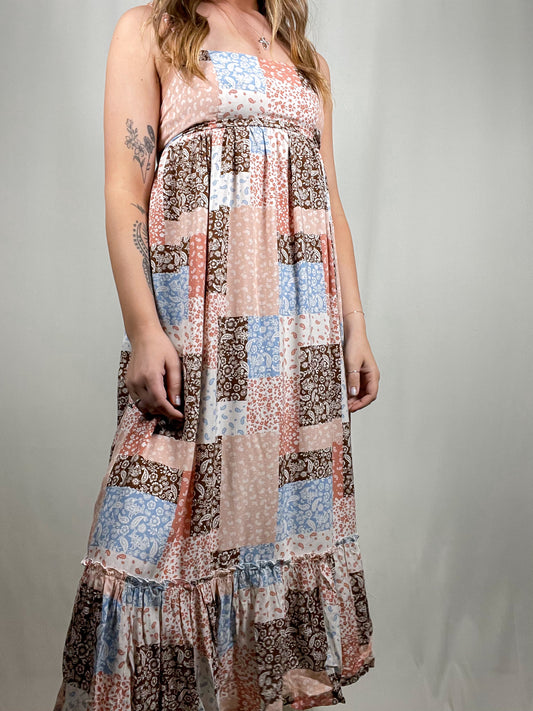 Avery Patchwork Midi Dress